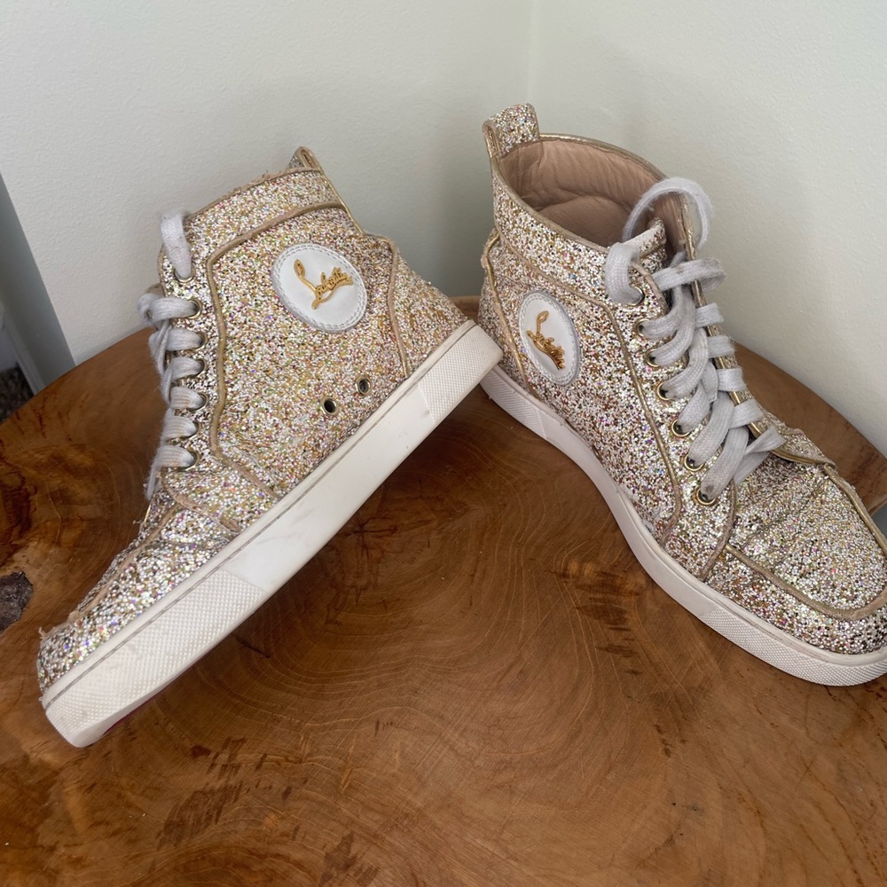 Christian louboutin Bip Bip glitter high top sneakers 38